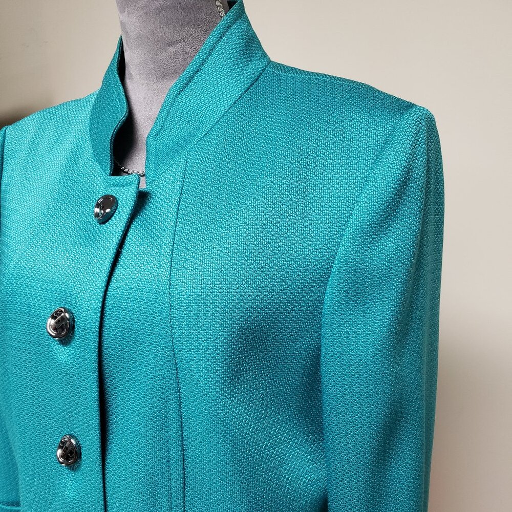 Vintage Tahari by Arthur Levine Mandarin Collar Jacket in Teal